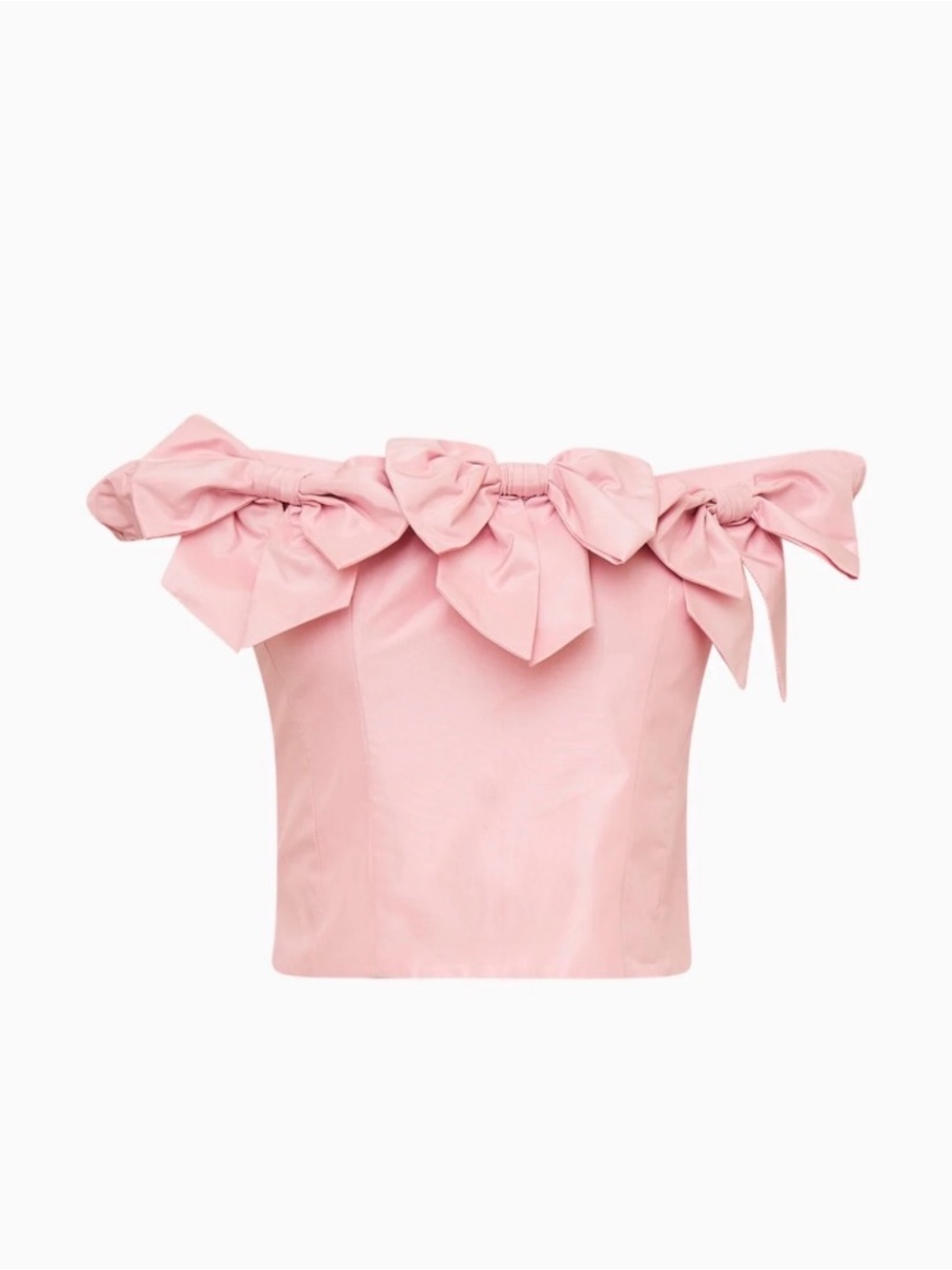 LoveShackFancy Pink Off-Shoulder Bow Trim Camisole